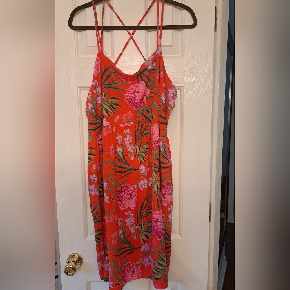 XXL Tall Old Navy Floral Dress in Red and Pink